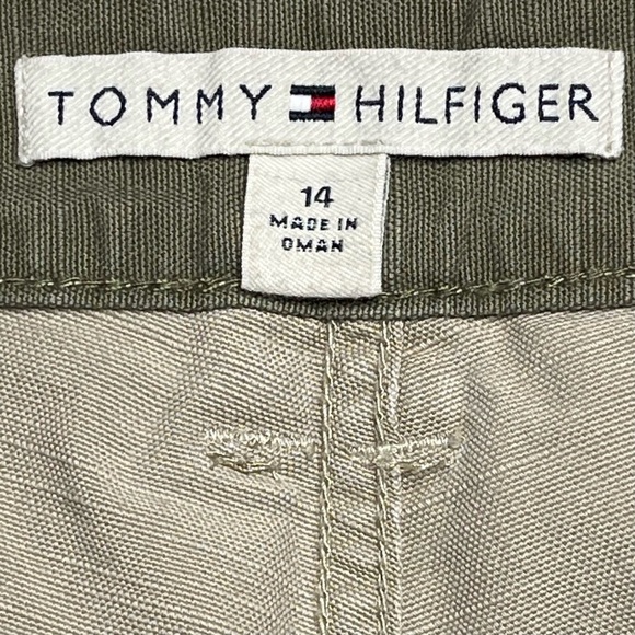 Tommy Hilfiger Womens 14 Khaki Tan Cotton Canvas Shorts Large Front Pockets - Picture 8 of 12